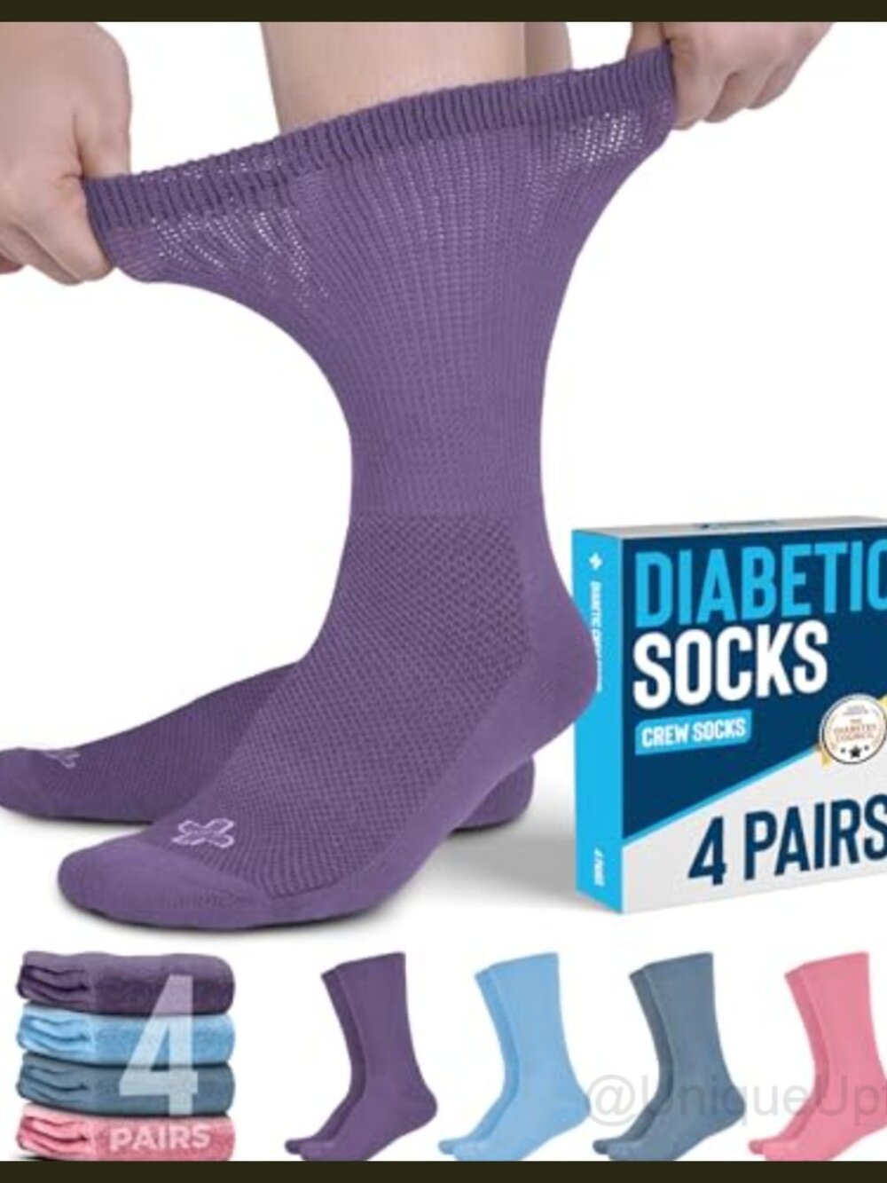Diabetic Non-Binding Ankle Socks Polyester Spandex 4 Pairs Men Women